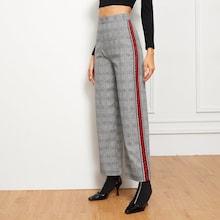 Romwe Checkered Tape Side Plaid Pants