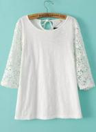 Romwe With Lace Hollow T-shirt