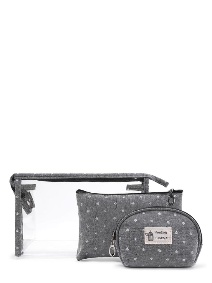 Romwe Crown Print Makeup Bag 3pcs