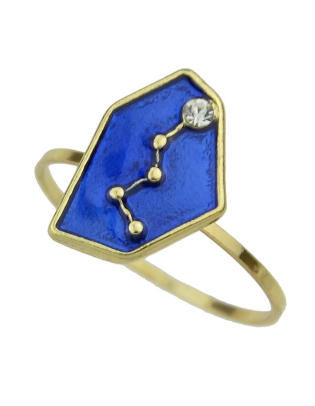 Romwe Number 3 Blue Enamel Metal Ring