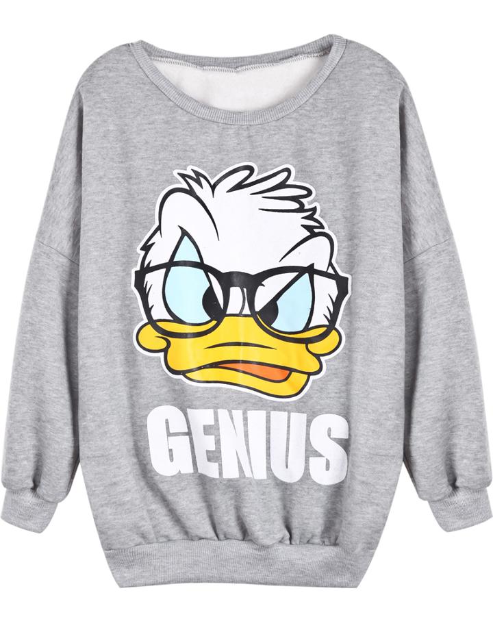 Romwe Donald Duck Genius Print Sweatshirt