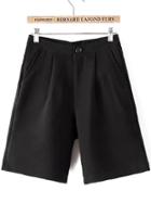 Romwe With Button Slim Black Shorts