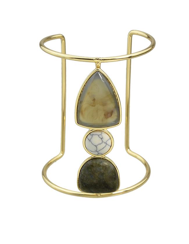 Romwe White Turquoise Open Big Bangle