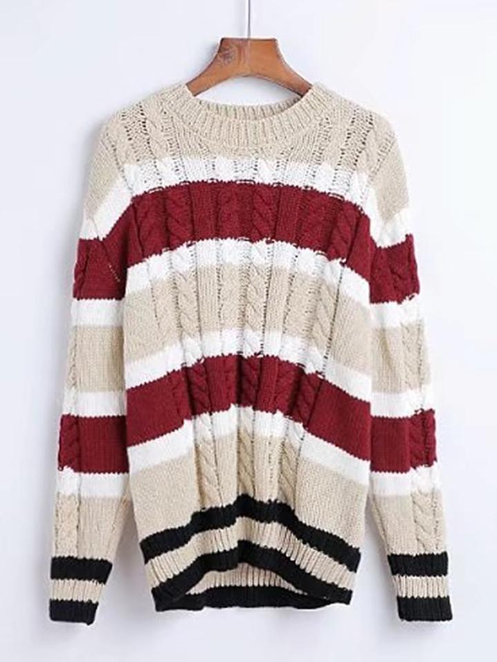 Romwe Cable Knit Slouchy Sweater