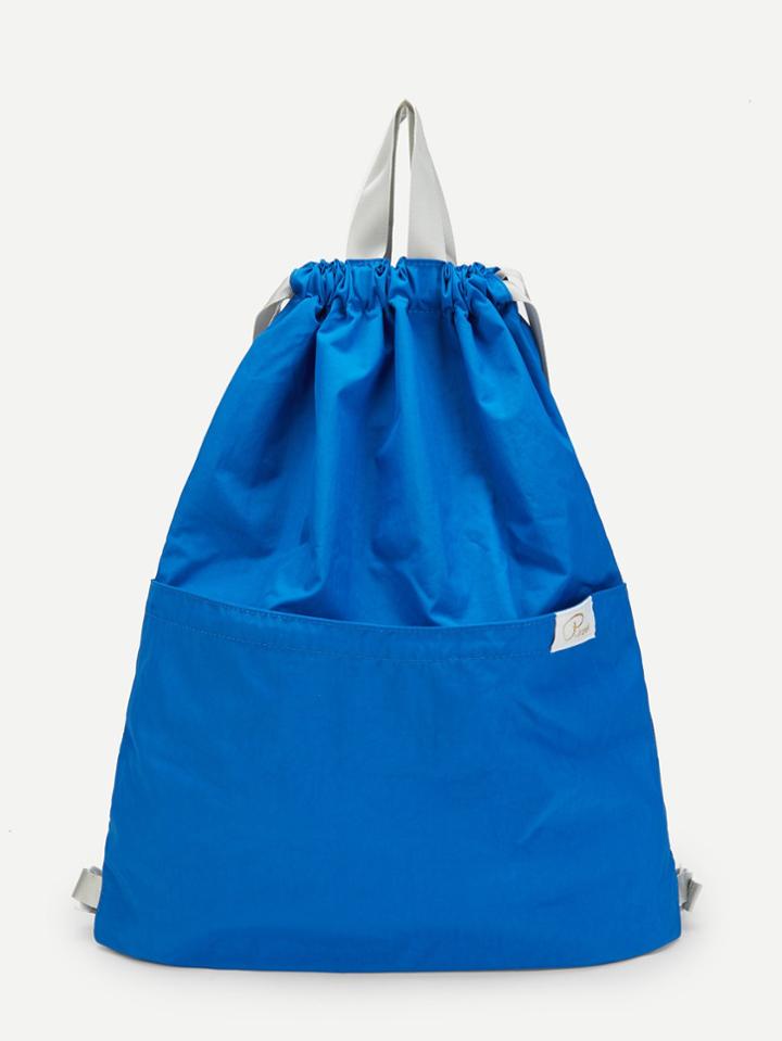 Romwe Patch Detail Drawstring Nylon Backpack