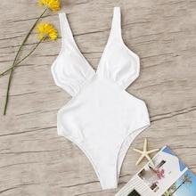 Romwe V-plunge Neck Cutout Waist Monokini