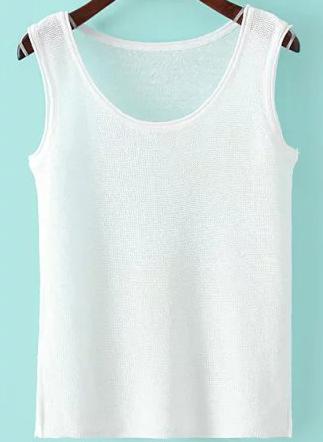 Romwe Round Neck Slim White Vest
