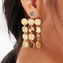 Romwe Layered Disc Design Drop Earrings