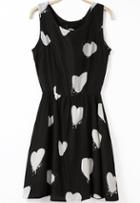 Romwe Sleeveless Hearts Print Dress