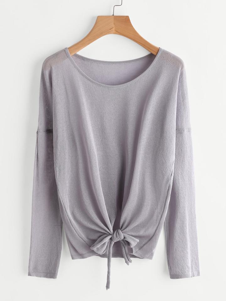 Romwe Knot Front Tee