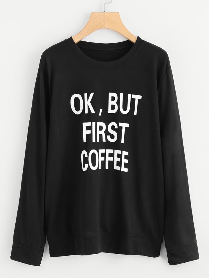 Romwe Slogan Print Pullover