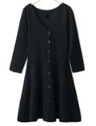 Romwe V Neck Buttons Slim Black Dress