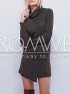 Romwe Grey High Neck Bodycon Dress