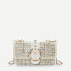 Romwe Faux Pearl Decor Satchel Bag With Chain