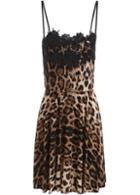 Romwe Spaghetti Strap Lace Crochet Leopard Dress