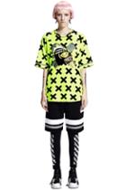 Romwe Inxx Cross Shark Print Yellow T-shirt