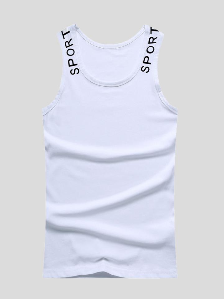 Romwe Men Letter Print Vest