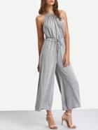Romwe Halter Backless Jumpsuit With Drawstring