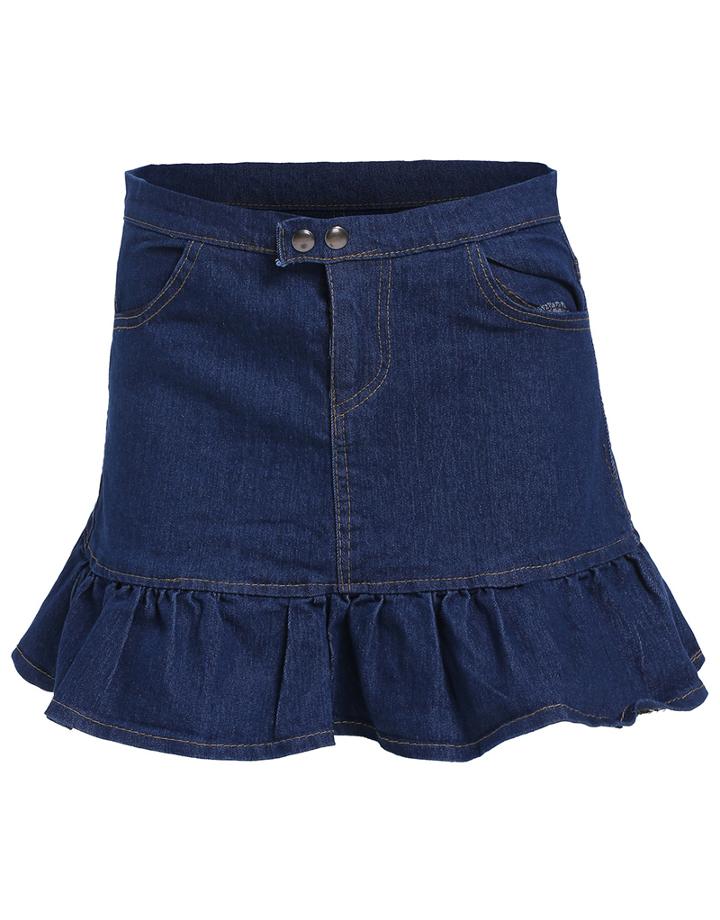 Romwe With Buttons Peplum Hem Denim Skirt