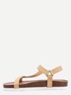 Romwe Faux Leather Ankle Strap Flatform Sandals - Camel
