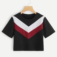 Romwe Cut And Sew Chevron Tee