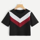 Romwe Cut And Sew Chevron Tee