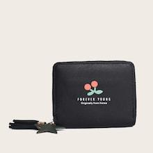 Romwe Tassel Decor Fruit Print Wallet