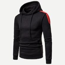 Romwe Men Cut And Sew Hooded Sweatshirt