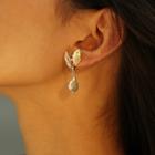 Romwe Leaf & Faux Pearl Detail Stud Earrings 1pair