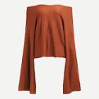 Romwe Off Shoulder Trumpet Sleeve Sweater