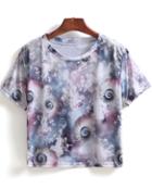 Romwe Jellyfish Print Crop T-shirt