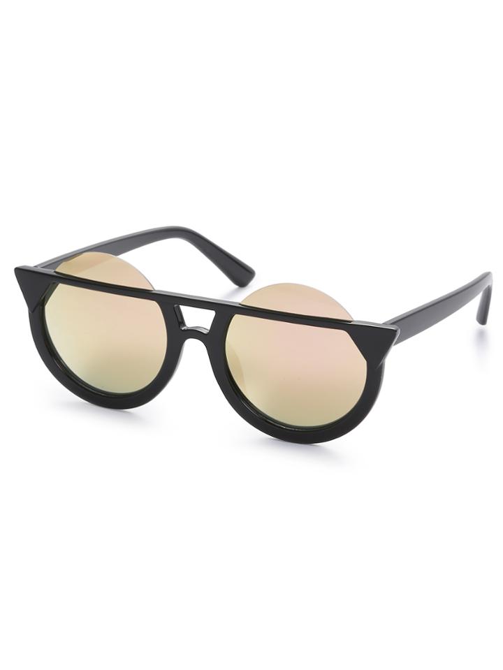 Romwe Semi Circle Frame Round Lens Sunglasses