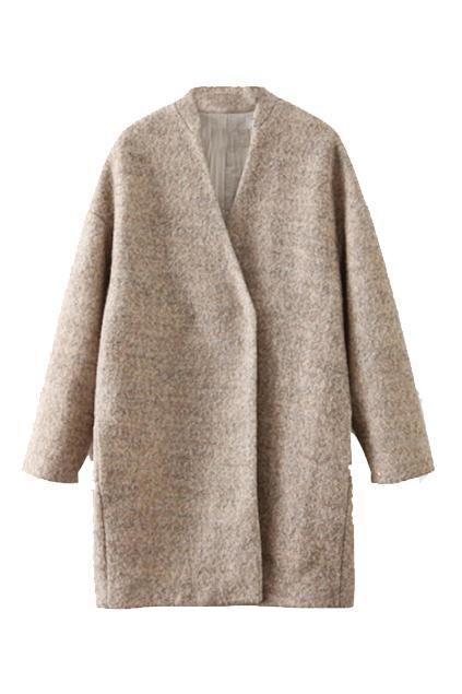 Romwe Single-breasted Loose Faux Woolen Coat