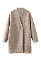 Romwe Single-breasted Loose Faux Woolen Coat