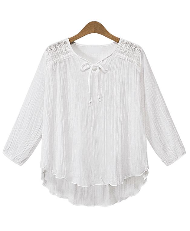 Romwe Pleated Dipped Hem Chiffon Blouse