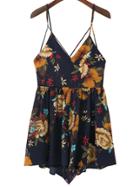 Romwe Criss Cross Open Back Cami Straps Playsuit