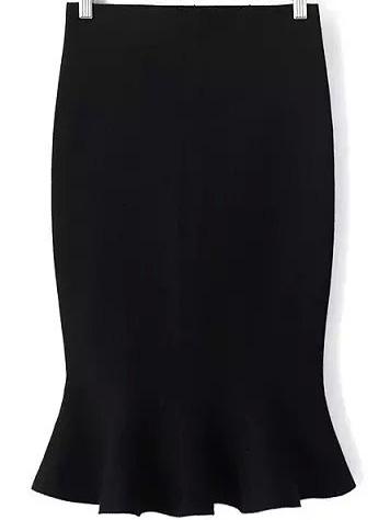 Romwe Knit Bodycon Mermaid Black Skirt