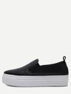 Romwe Black Pebbled Flatform Shoes