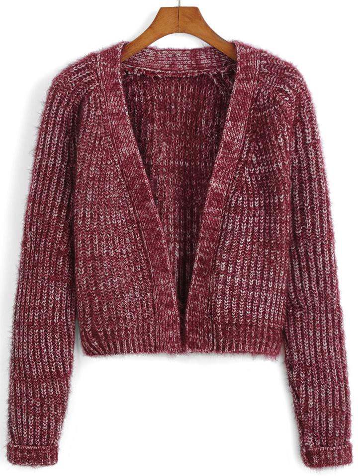 Romwe Open Front Long Sleeve Red Coat