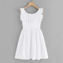 Romwe Frill Trim Knot Back Dress
