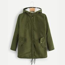 Romwe Zip Detail Hooded Coat
