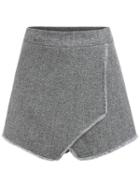 Romwe Women Fringe Wrap Grey Shorts