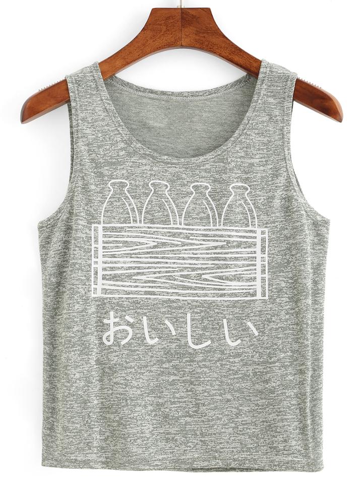 Romwe Bottles Print Tank Top