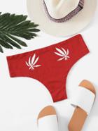 Romwe Tropical Palm Print Bikini Bottom