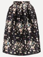 Romwe Floral Print A-line Skirt With Zipper