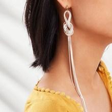 Romwe Twist Line Long Drop Earrings