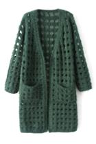 Romwe Hollow-out Long Style Cardigan