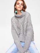 Romwe Roll Neck Cable Knit Boxy Jumper