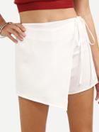 Romwe White Asymmetric Wrap Shorts