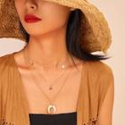Romwe Moon & Star Pendant Layered Chain Necklace 1pc
